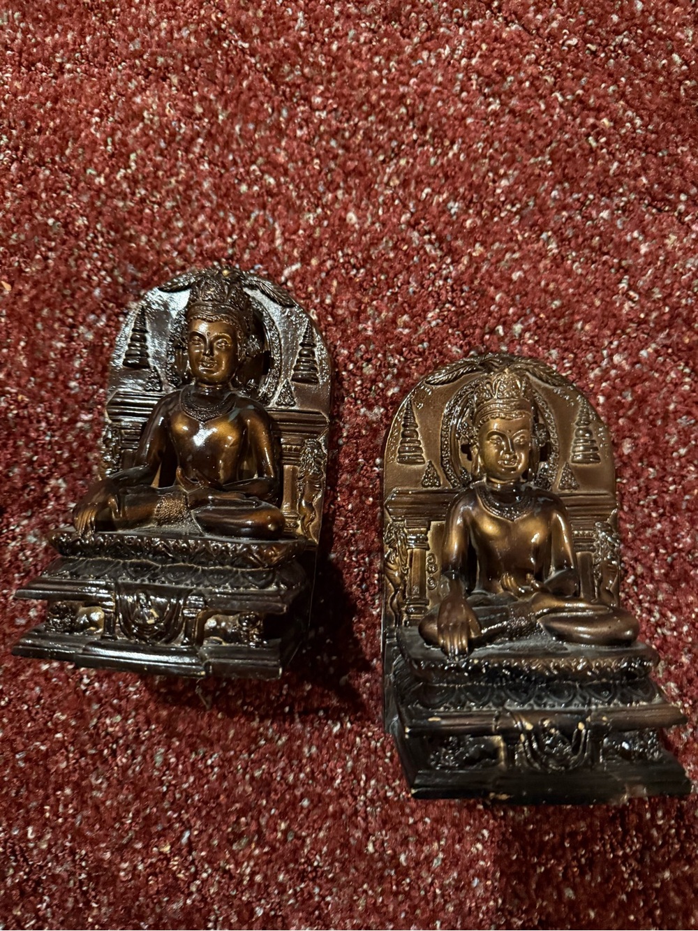Bronze Buddha Bookends Set - Decorative Home Accent